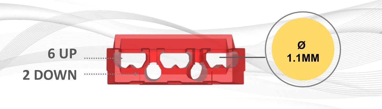 Красный разъем RJ45 Cat6 с вставкой 6 вверху и 2 внизу